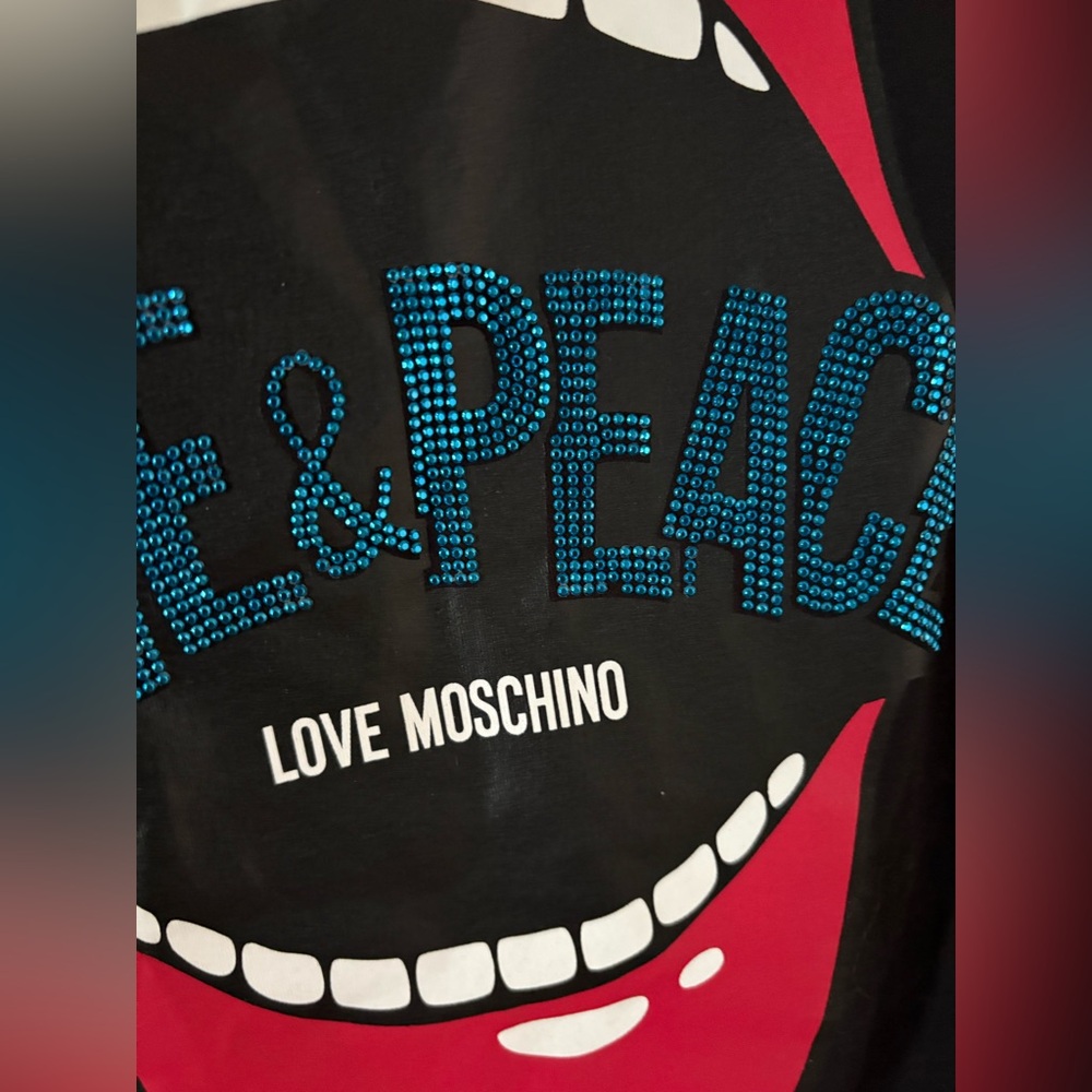 Love Moschino Black T-shirt  with Blue Accents